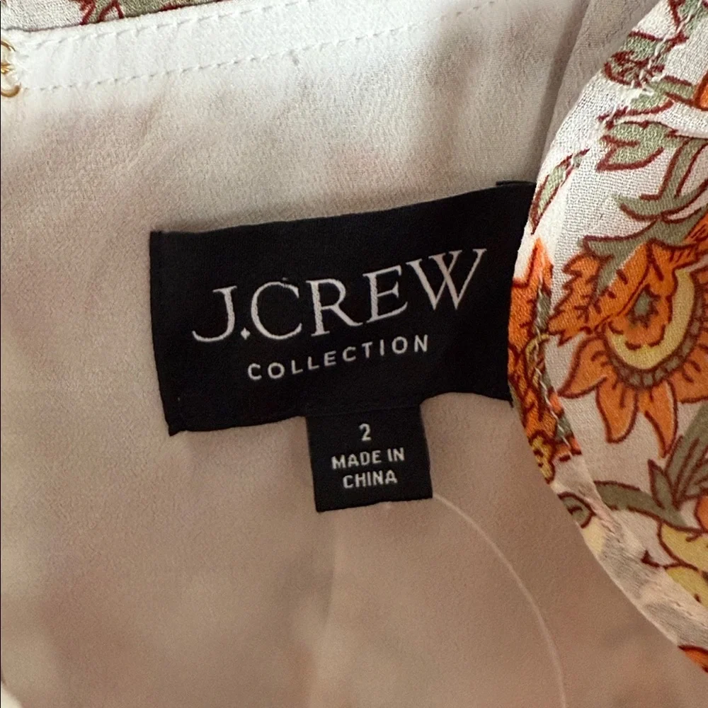 J. Crew Collection Cascading Ruffle Dress in Sunset Rose Block Print Chiffon